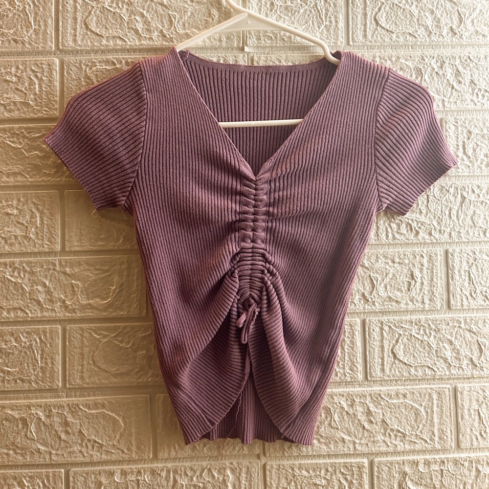 Purple ruched crop top